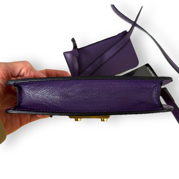 NWT Valentino Crossbody Bag Poppy Bonbonniere Micro Grained Purple Leather Purse - Picture 9 of 16